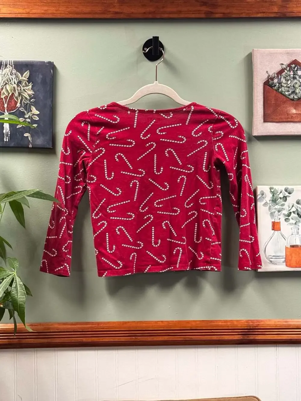 The Children's Place Red Long Sleeve Candy Cane Print Holiday Shirt